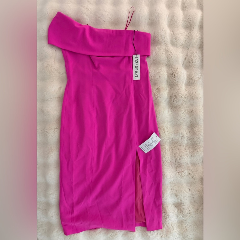 JAYGODFREY Fuchsia Off-Shoulder Midi Dress